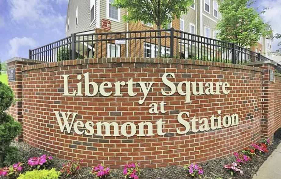 Liberty Square at Wesmont Station entrance monument